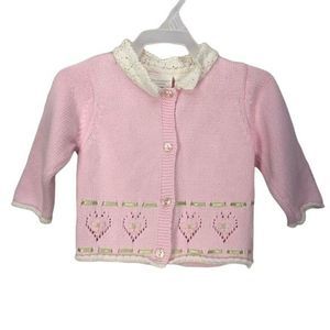 First Moments 6-9‎ Months Pink Button Down Knit  Sweater
